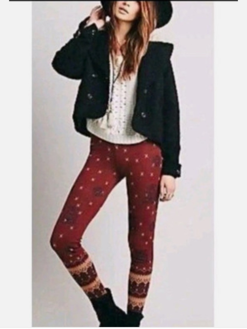 FREE PEOPLE NWT RUST PRINT STRETCH PANTS